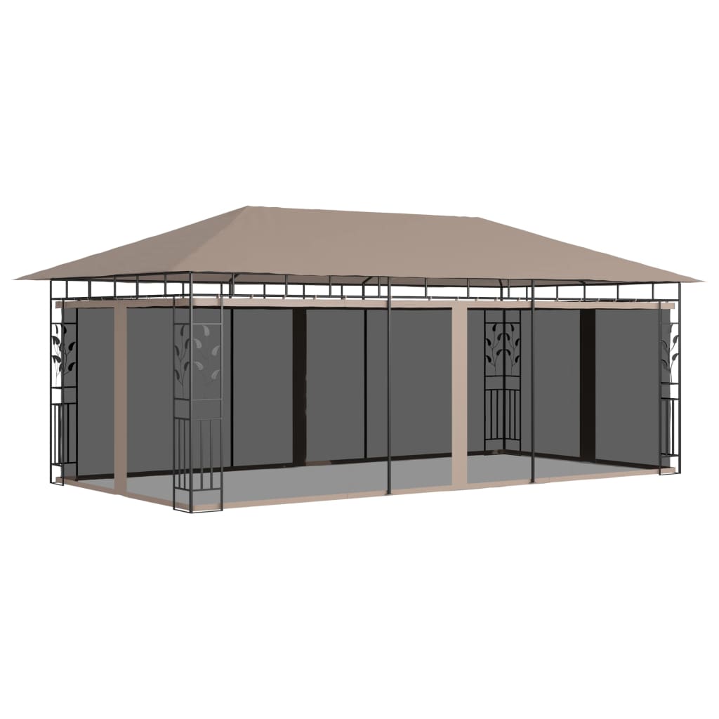 Vidaxl -Laube mit Mückennetz 180 g m² 6x3x2,73 m Taupe