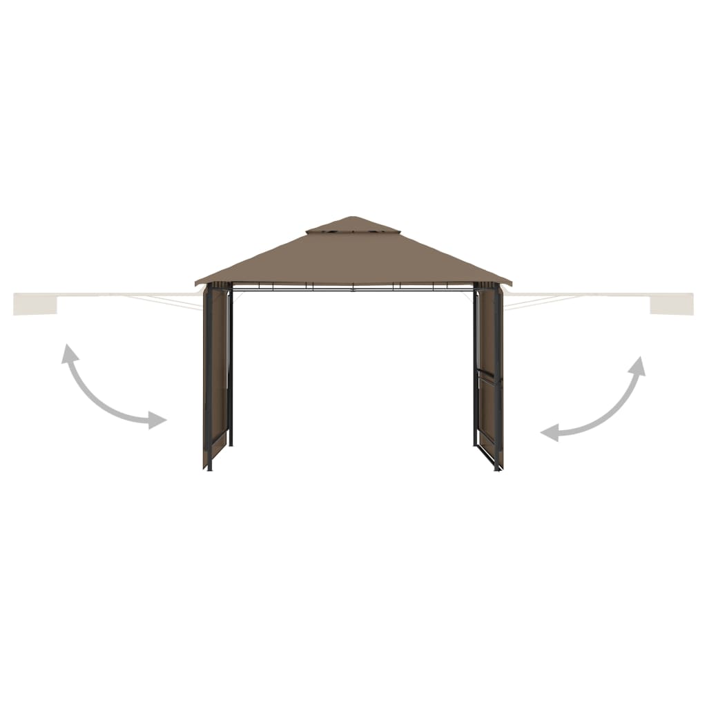 Arbor vidaxl avec toits extensibles 180 g m² 3x3x2,75 m taupe