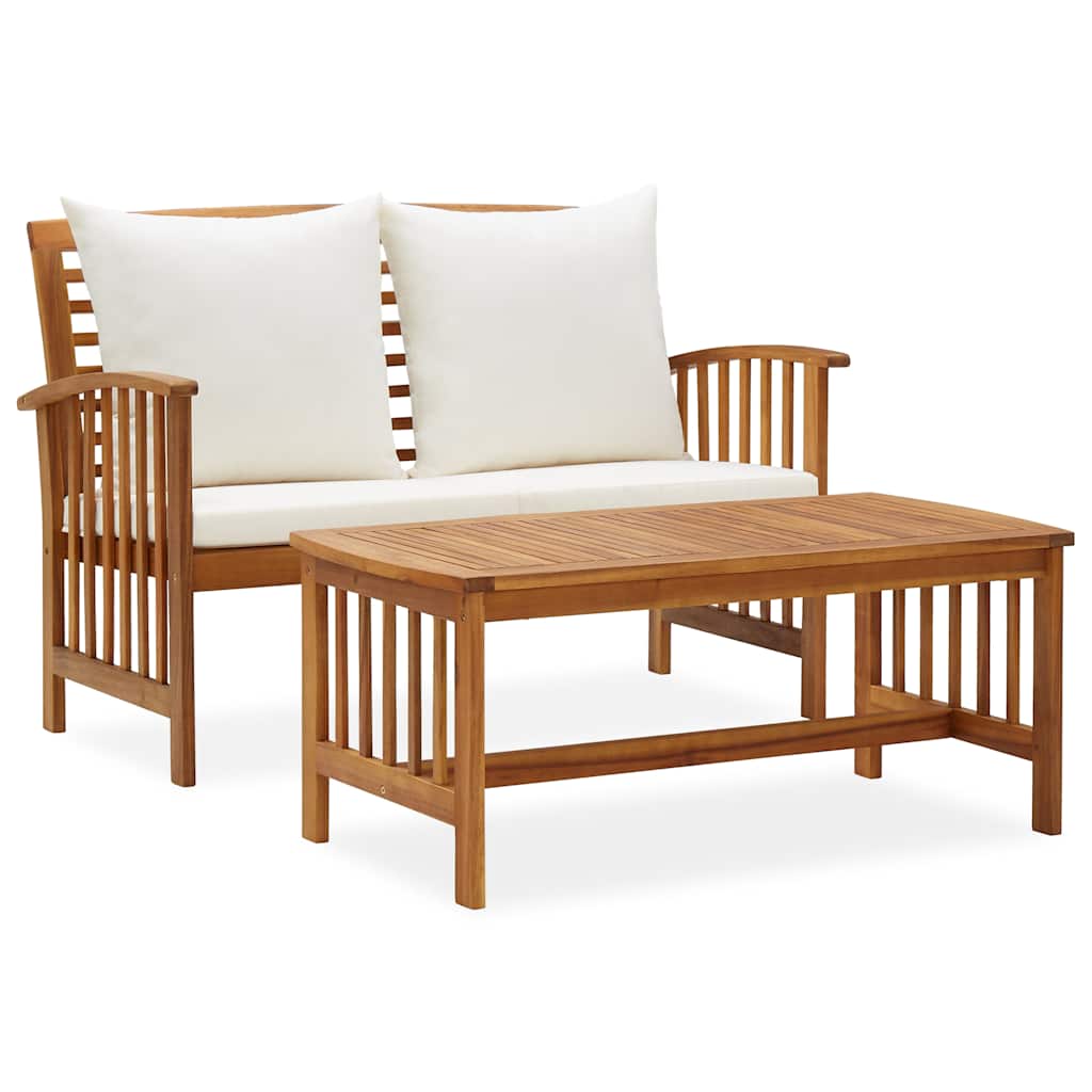Vidaxl 2-delige loungeset met kussens massief acaciahout