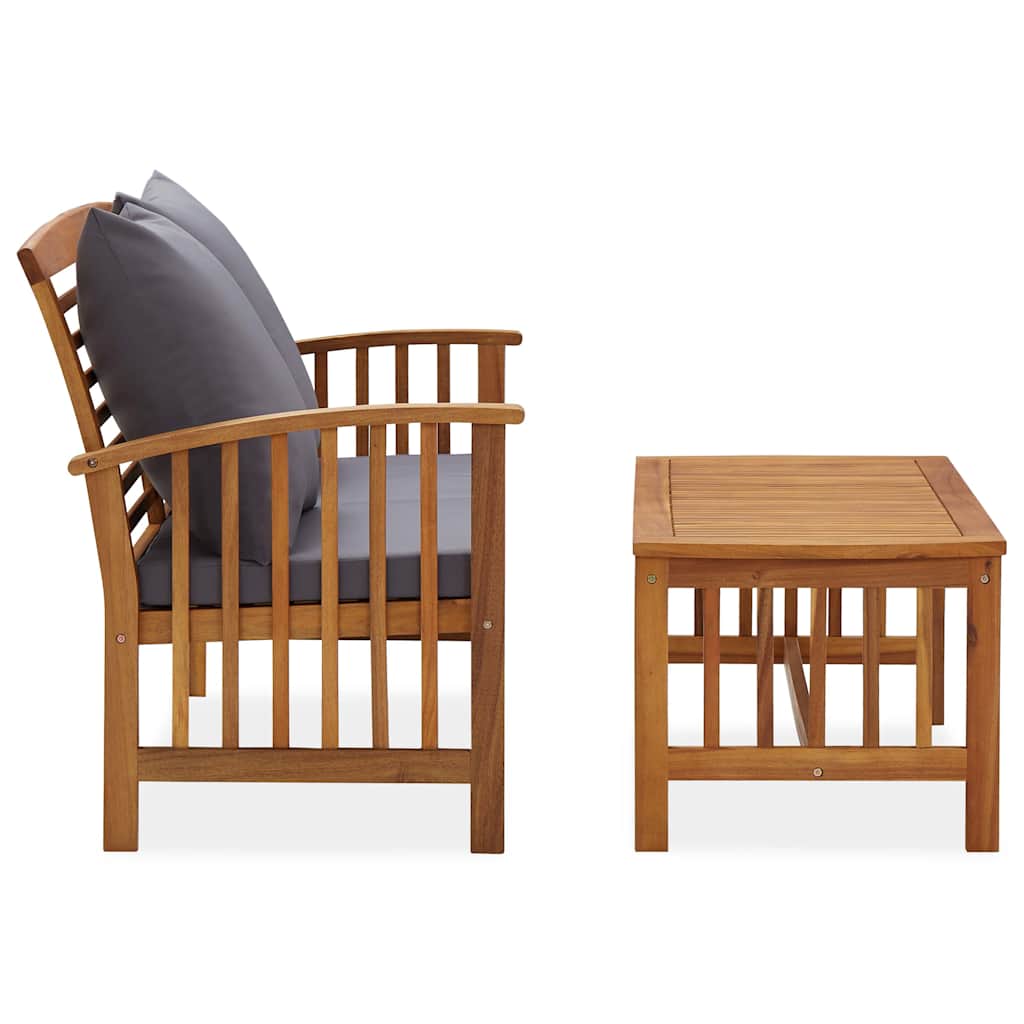Vidaxl 2-delige loungeset met kussens massief acaciahout