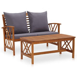 Vidaxl 2-delige loungeset met kussens massief acaciahout