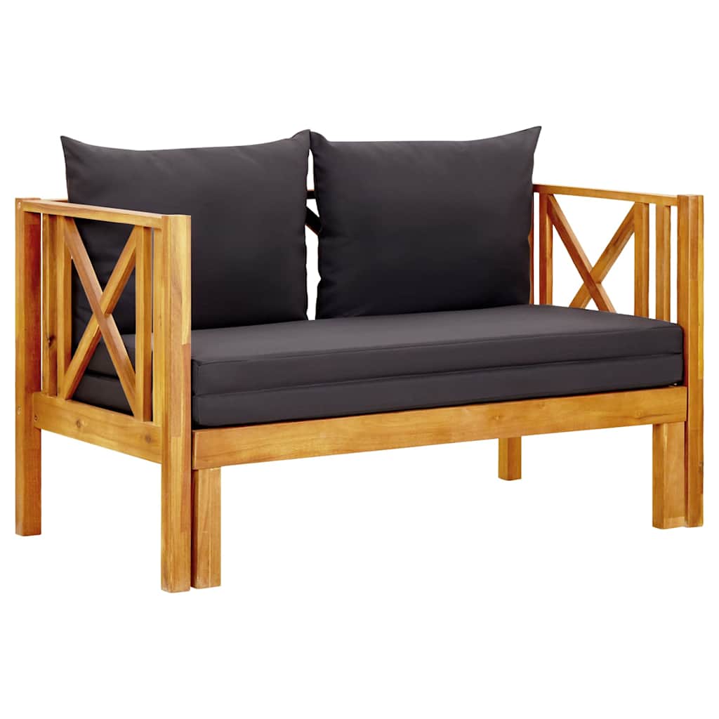 Vidaxl tuinbank 2-zits met kussens 122 cm massief acaciahout