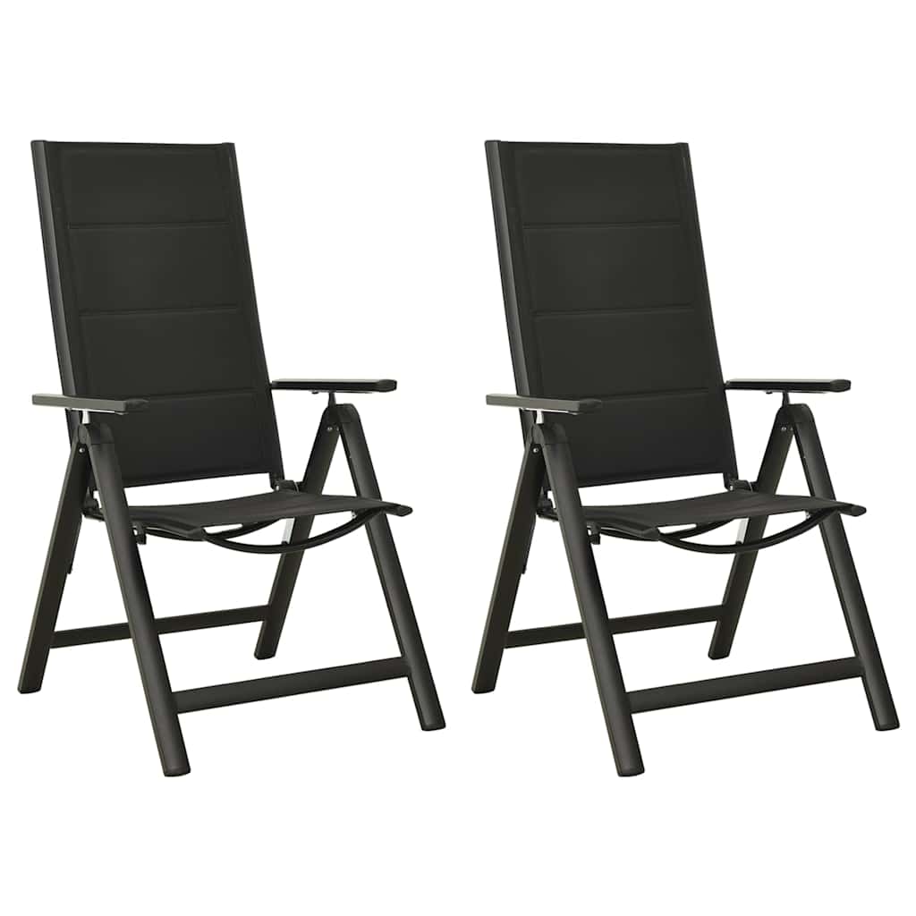 Vidaxl tuinstoelen 2 st inklapbaar textileen aluminium zwart