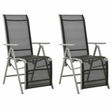 Vidaxl tuinstoelen 2 st verstelbaar textileen aluminium zilverkleurig