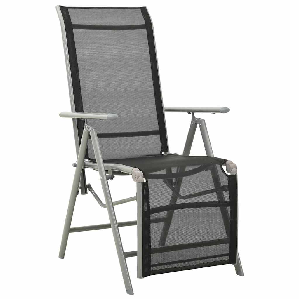 Vidaxl tuinstoelen 2 st verstelbaar textileen aluminium zilverkleurig
