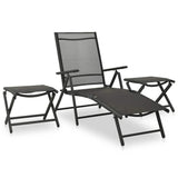 Vidaxl 3-delige loungeset textileen en aluminium zwart