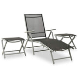 Vidaxl 3-delige loungeset textileen en aluminium zilverkleurig