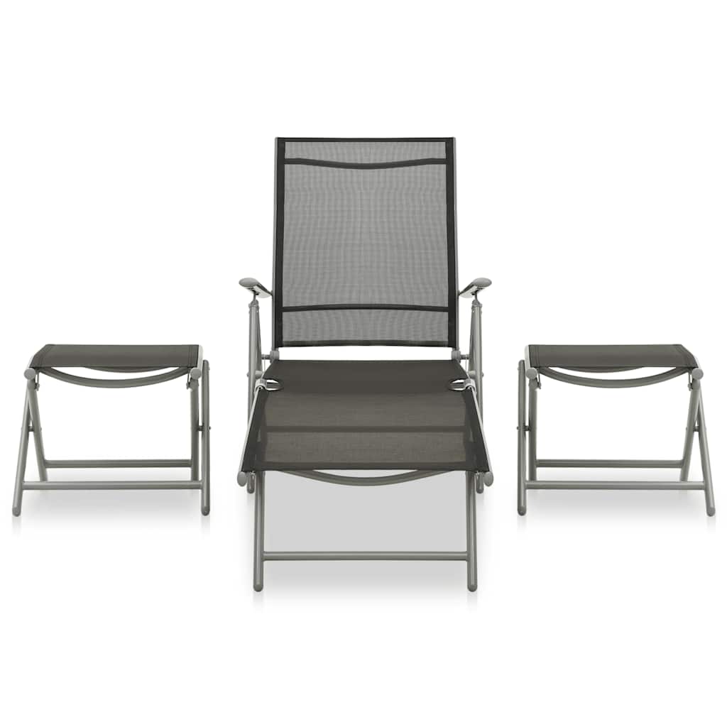 Vidaxl 3-delige loungeset textileen en aluminium zilverkleurig