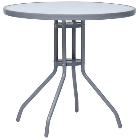 Vidaxl tuintafel 80 cm staal en glas lichtgrijs
