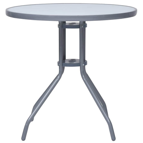 Vidaxl tuintafel 80 cm staal en glas lichtgrijs