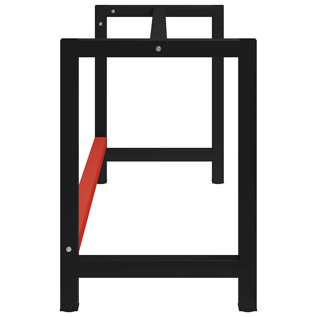 Vidaxl werkbankframe 150x57x79 cm metaal zwart en rood