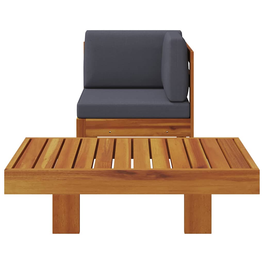 Vidaxl 2-delige loungeset met donkergrijze kussens acaciahout