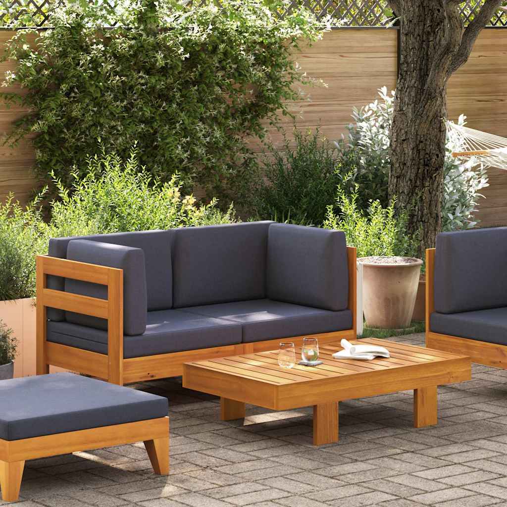 Vidaxl 2-delige loungeset met donkergrijze kussens acaciahout