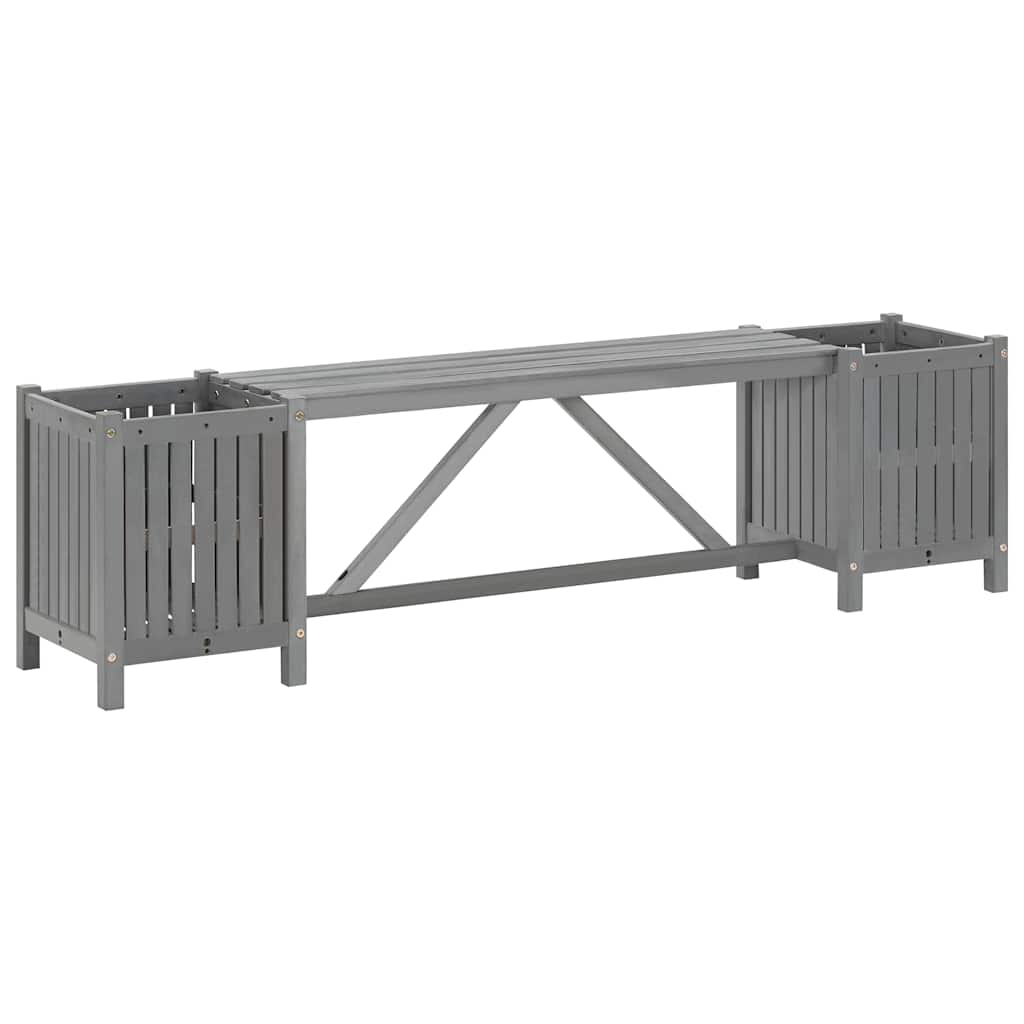 Vidaxl tuinbank met 2 plantenbakken 150 cm massief acaciahout grijs