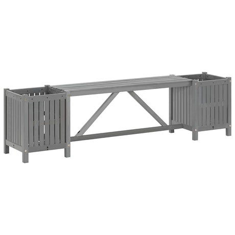 Vidaxl tuinbank met 2 plantenbakken 150 cm massief acaciahout grijs