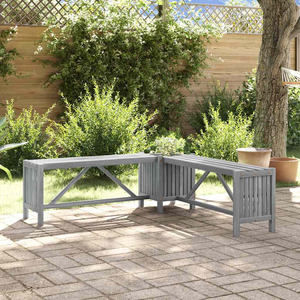 Vidaxl tuinhoekbank met plantenbak 117 cm massief acaciahout grijs