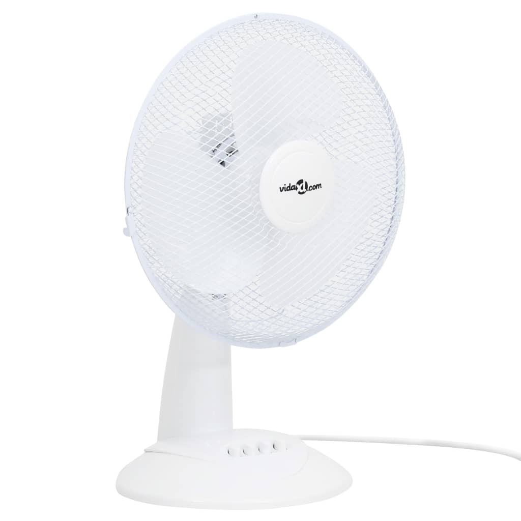 Vidaxl Dësch Fan 3 Geschwindegkeet 40 w 30 cm wäiss