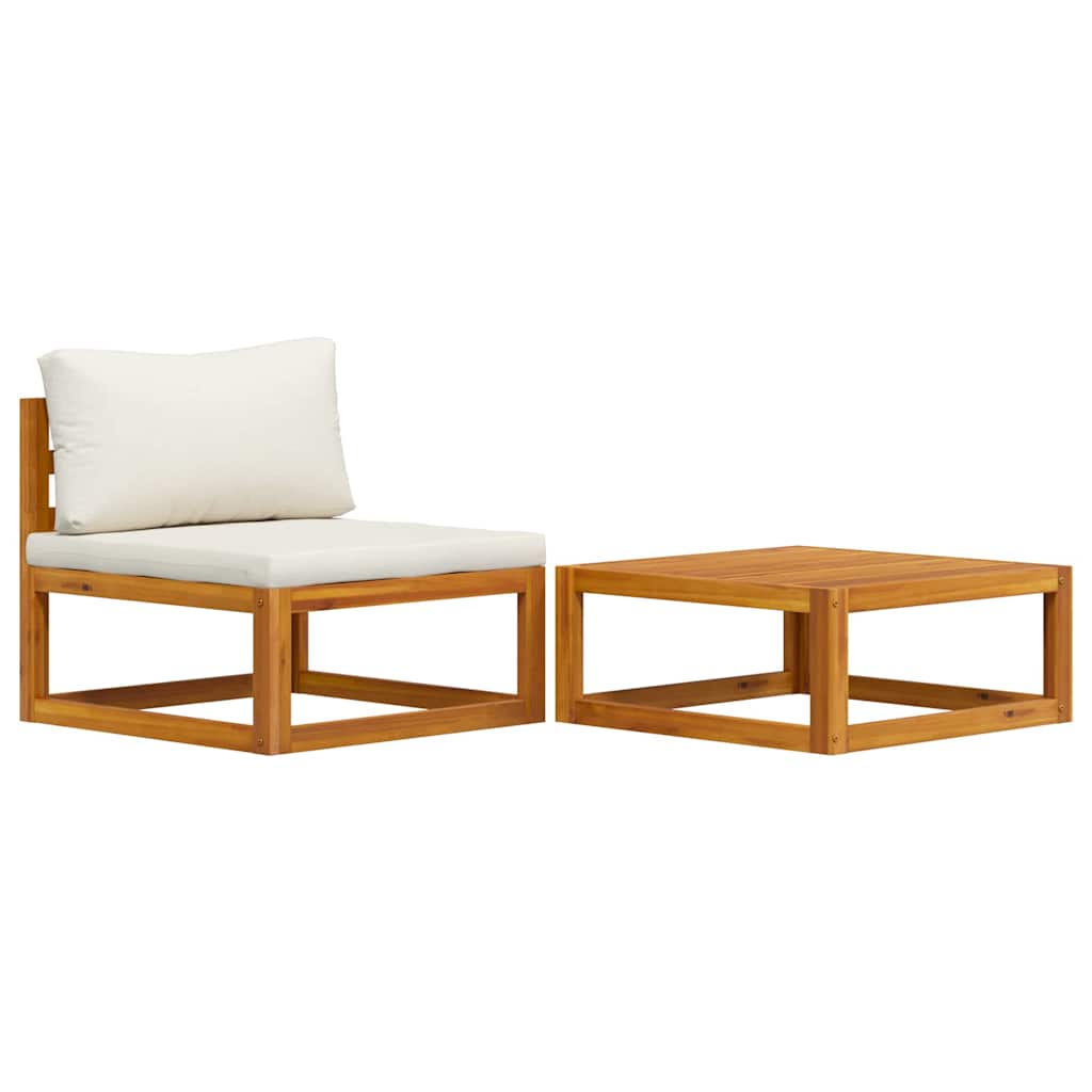 Vidaxl 2-delige loungeset met kussens massief acaciahout