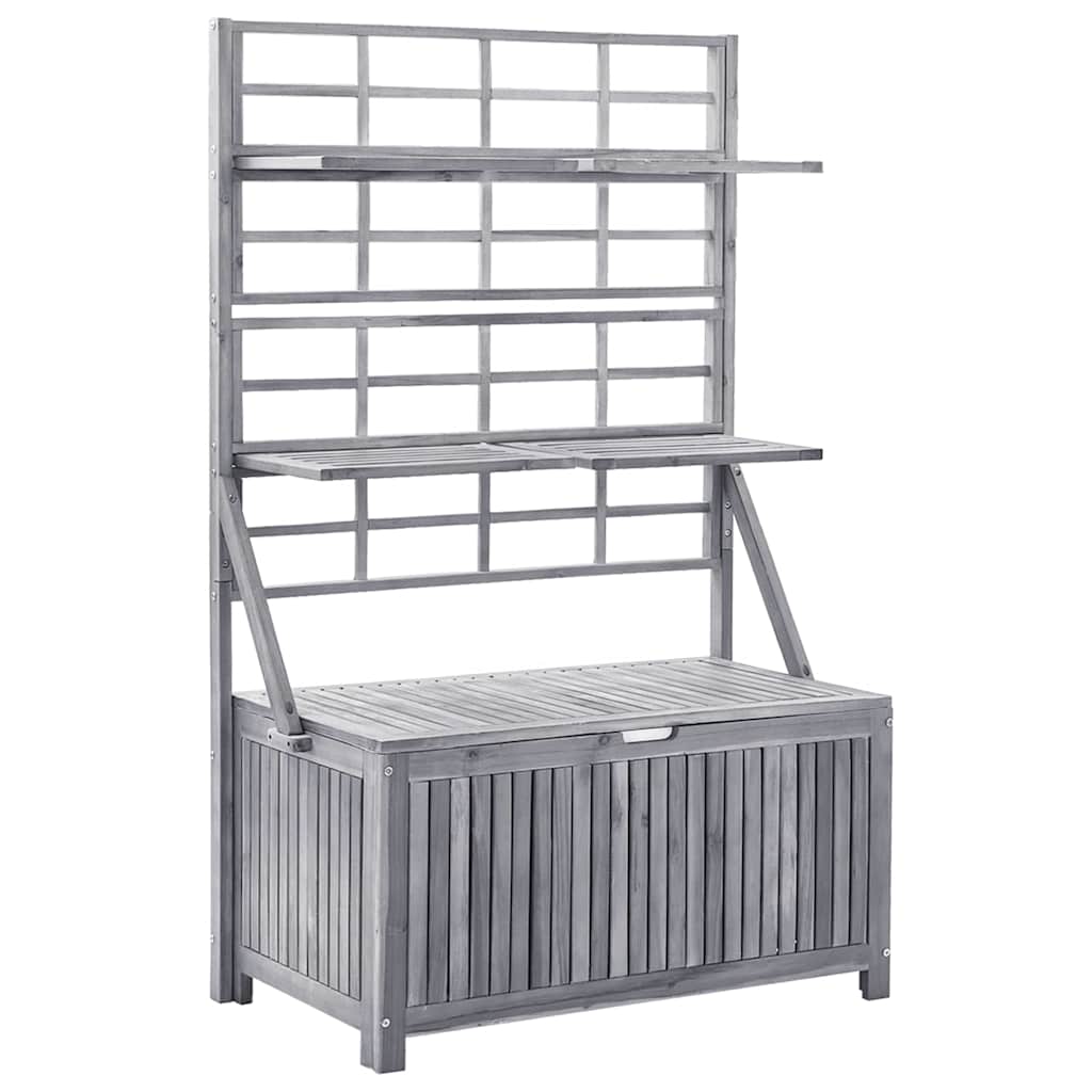 Vidaxl opbergbox met latwerk 99x55x160 cm massief acaciahout grijs