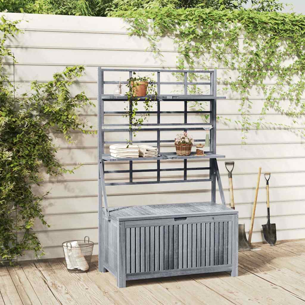 Vidaxl opbergbox met latwerk 99x55x160 cm massief acaciahout grijs