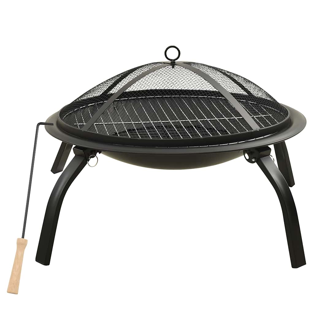 Vidaxl Fire Bowl og grill 2-i-1 med poker 56x56x49 cm stål