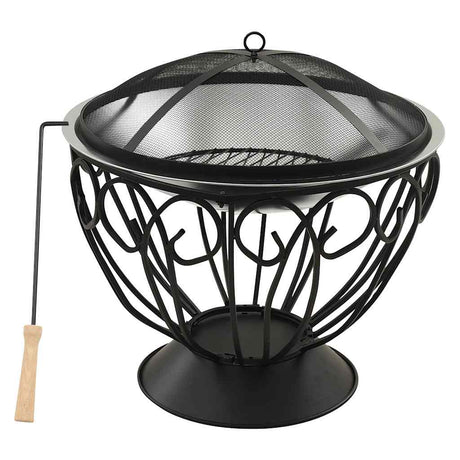 Vidaxl vuurschaal en barbecue 2-in-1 met pook 59x59x60 cm rvs