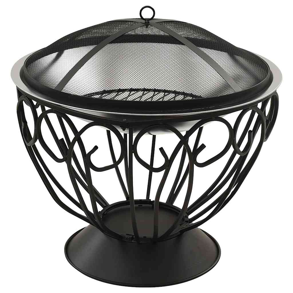 Vidaxl vuurschaal en barbecue 2-in-1 met pook 59x59x60 cm rvs