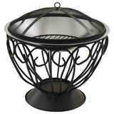 Vidaxl vuurschaal en barbecue 2-in-1 met pook 59x59x60 cm rvs