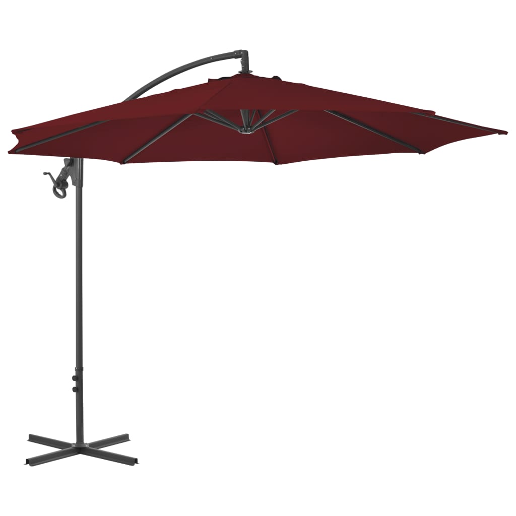 Vidaxl flytende parasol med stålstang 300 cm Bordeaux rød