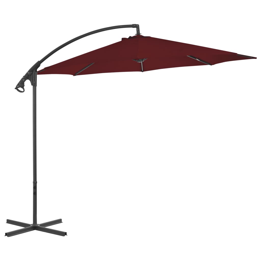 Vidaxl plovoucí parasol s ocelovým pólem 300 cm Bordeaux Red