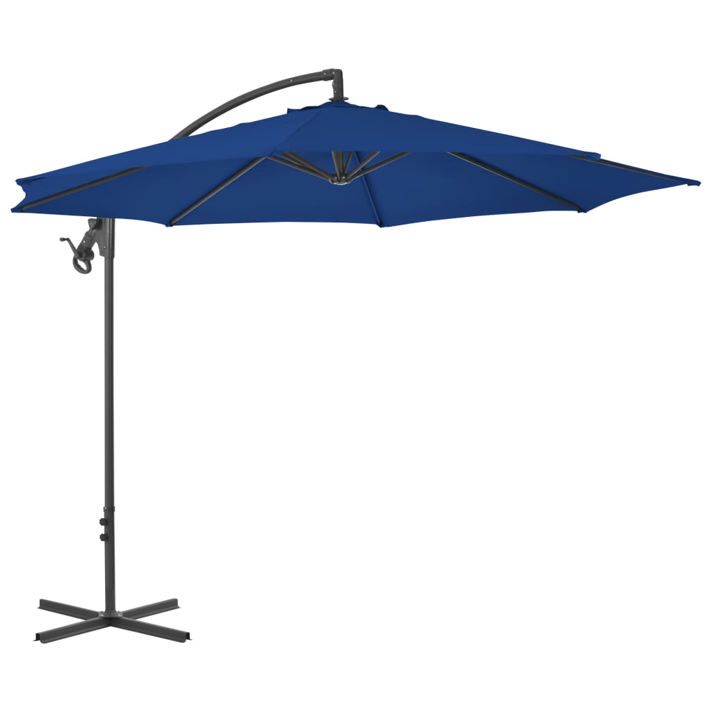 Vidaxl zweefparasol met stalen paal 300 cm azuurblauw