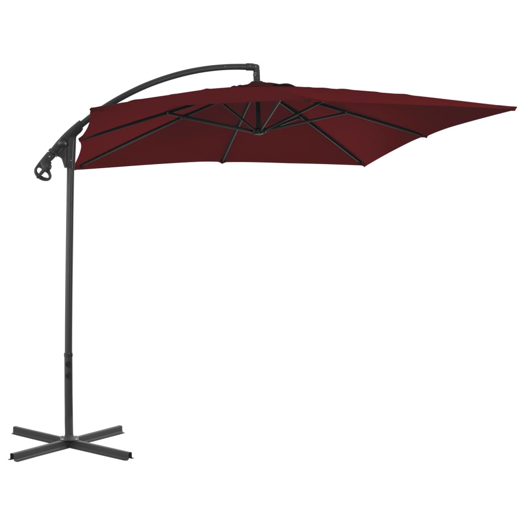 Vidaxl pływający parasol ze stalowym słupem 250x250 cm wino czerwony