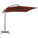 Vidaxl plovoucí parasol s ocelovým pólem 250x250 cm terakot -rozložený