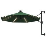 Vidaxl Wall Parasol z diodami LED 300 cm zielony