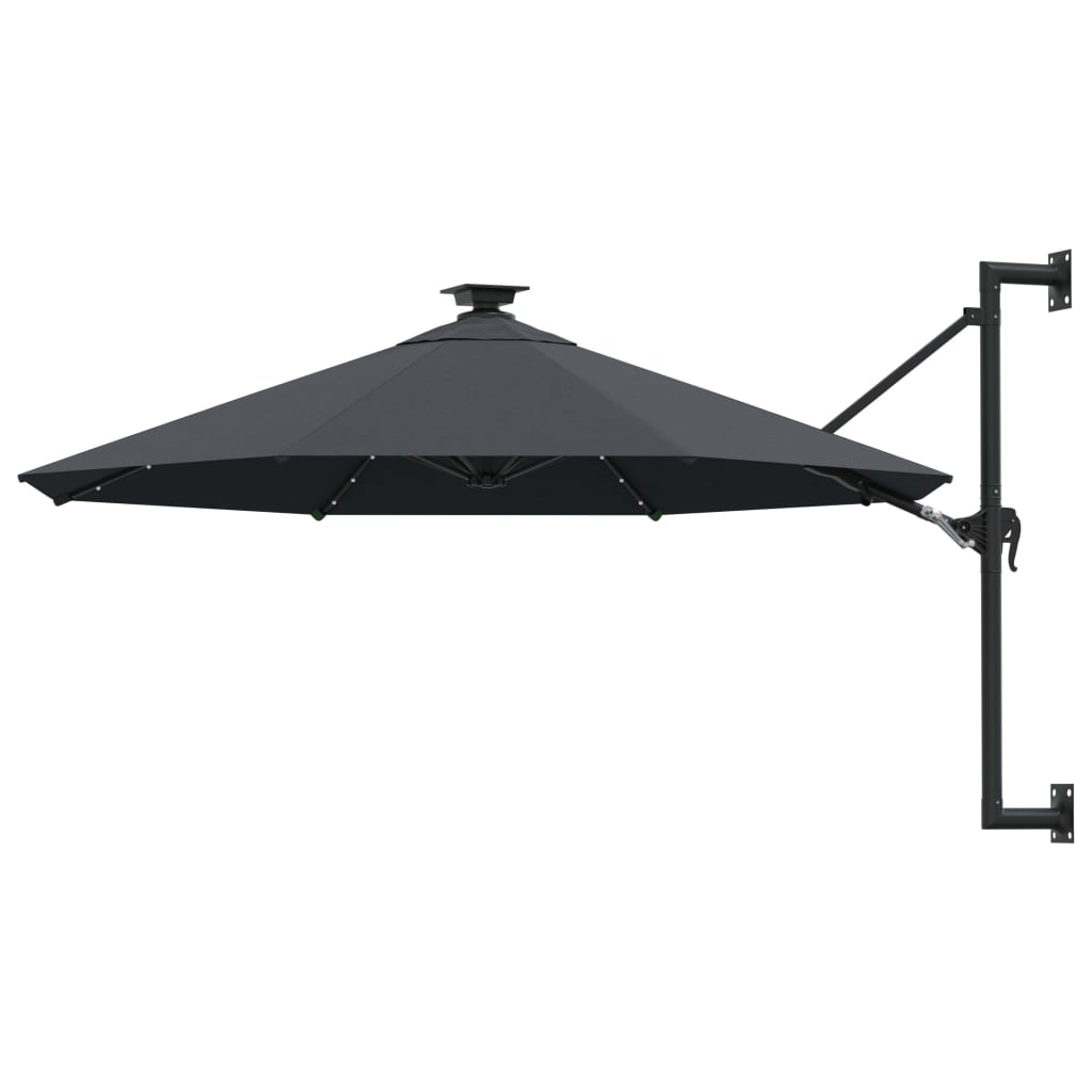 Vidaxl Wall Parasol z diodami LED 300 cm antracytowymi