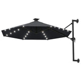 Vidaxl wandparasol met led's 300 cm antracietkleurig