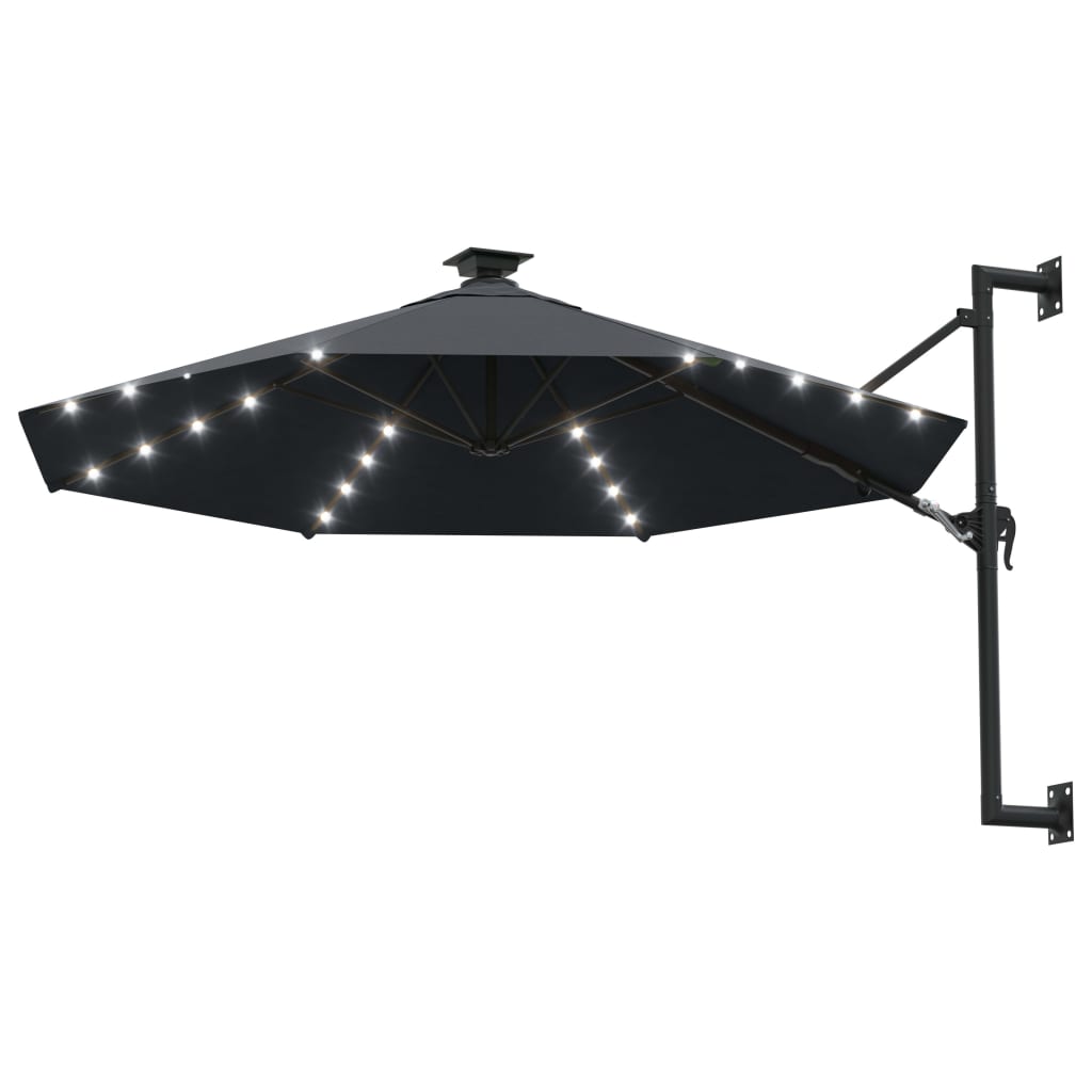 Vidaxl -Wandparasol mit LEDs 300 cm Anthrazit -gelenkt