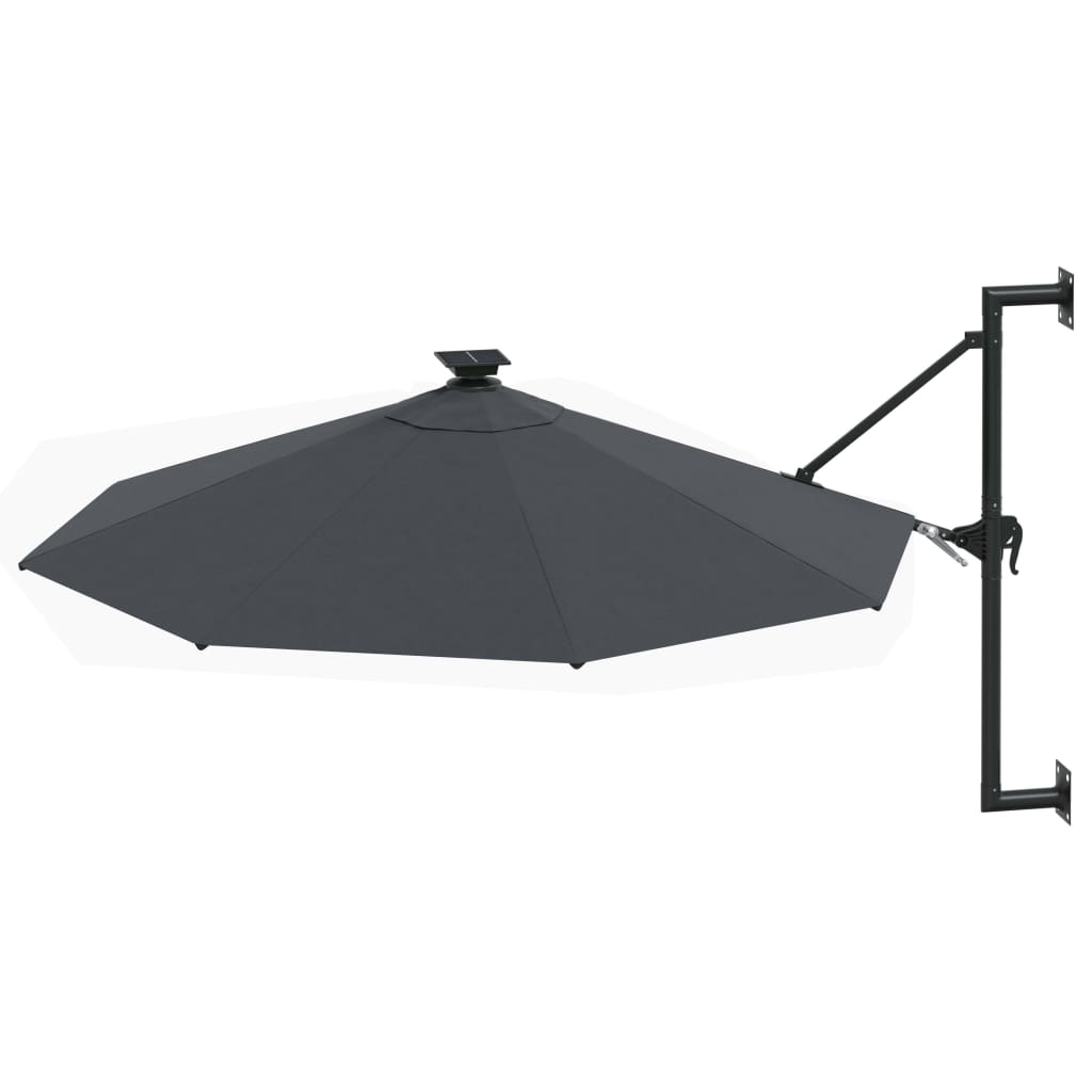 Vidaxl veggparasol med lysdioder 300 cm antracitt -farget