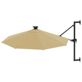 Vidaxl vægparasol med LED'er 300 cm taupe