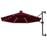 Parasol mural vidaxl avec LEDS 300 cm Bordeaux rouge