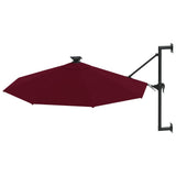 Vidaxl väggparasol med lysdioder 300 cm Bordeaux röd