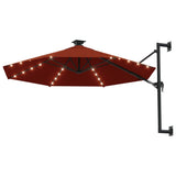 Vidaxl Wall Parasol med lysdioder 300 cm terrakotta -farget