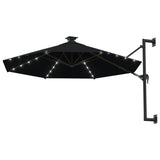 Vidaxl Wall Parasol z diodami LED 300 cm czarny