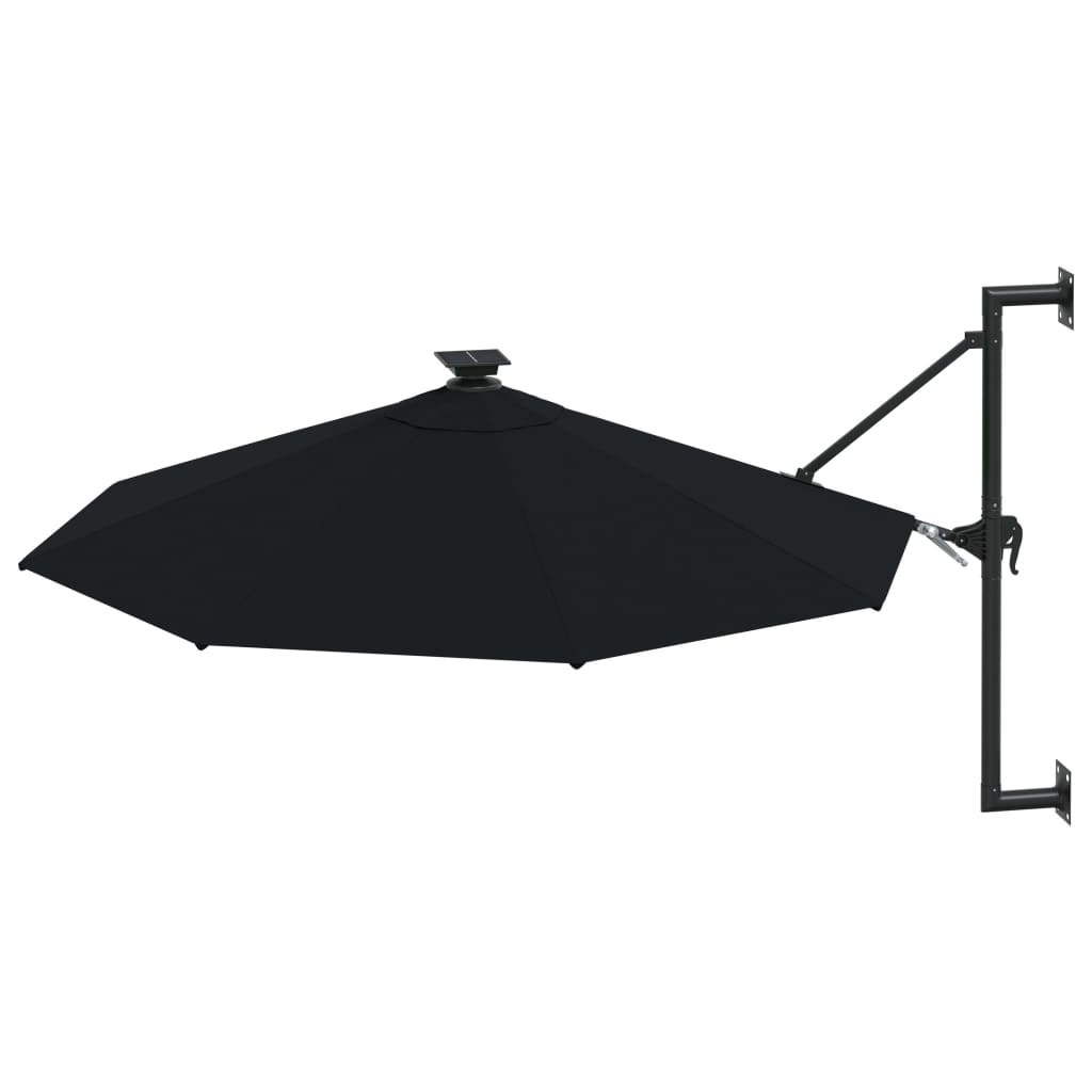 Parasol de pared Vidaxl con LED 300 cm Negro