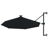 Vidaxl Wall Parasol med lysdioder 300 cm svart