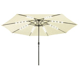 Vidaxl-parasol med LED-belysning 400 cm sandfarvet