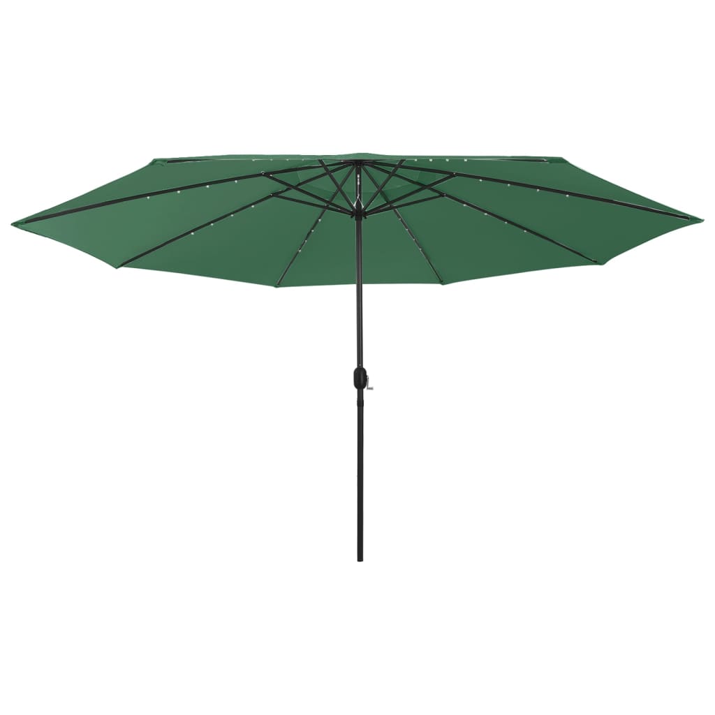 Vidaxl Parasol with LED lighting and metal pole 400 cm green