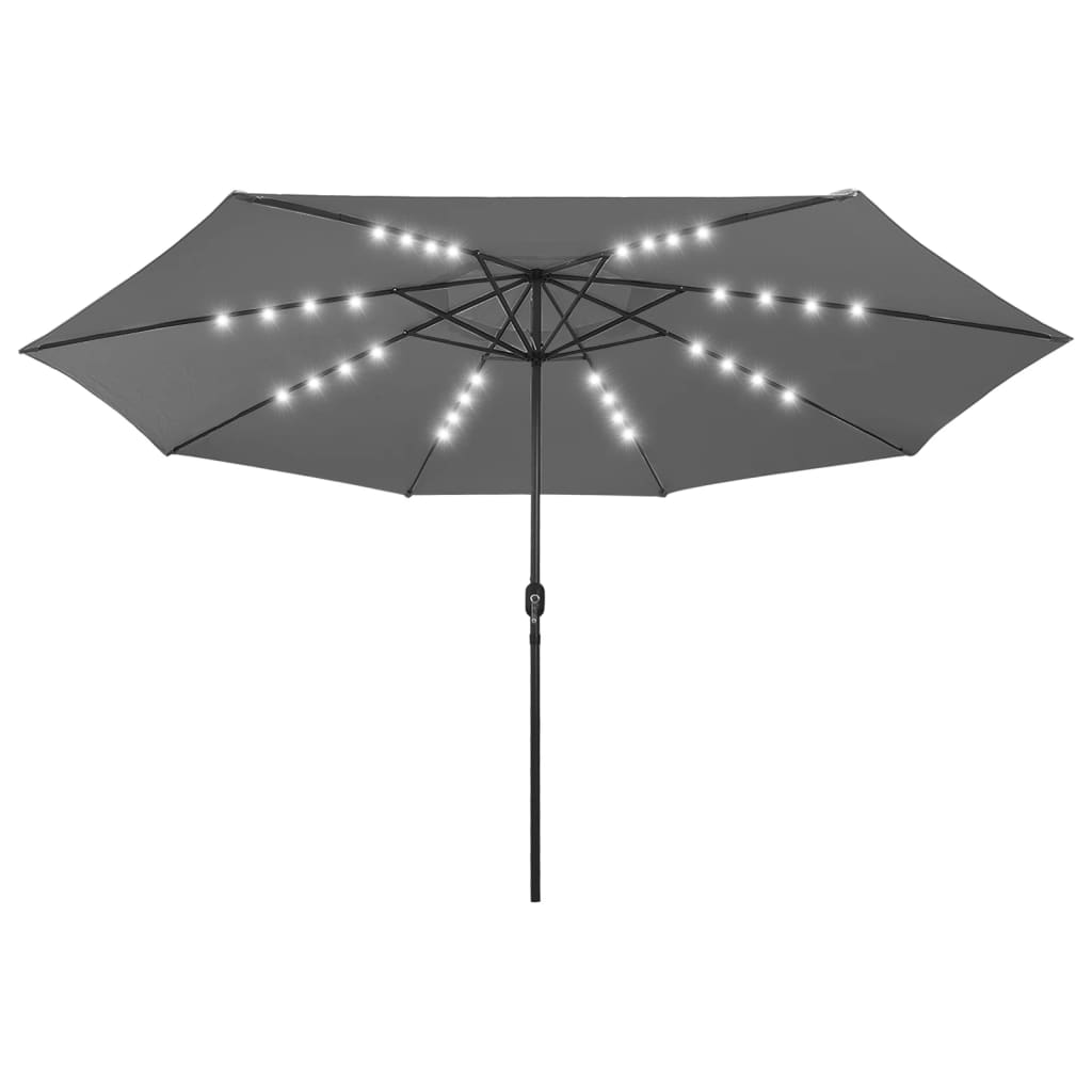 Vidaxl Parasol z LED osvetlitvijo kovinske palice 400 cm antracitna barva