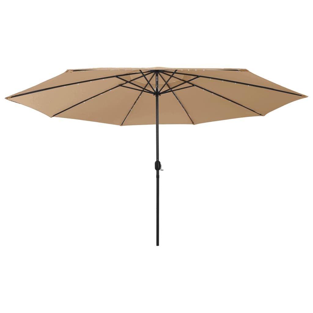 Parasol vidaxl avec éclairage LED et poteau métallique 400 cm taupe