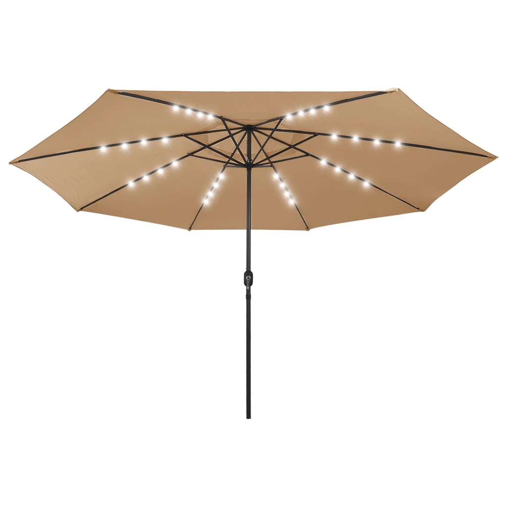 VIDAXL -Parasol mit LED -Beleuchtung und Metallpol 400 cm Taupe